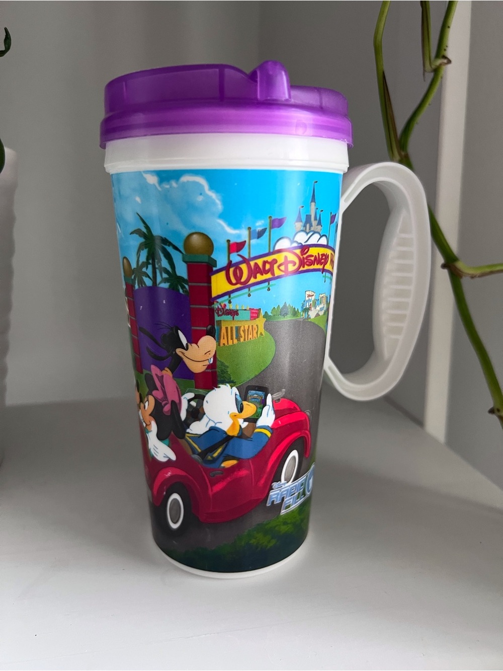 Disney Purple-Lid Travel Mug with Mickey and Friends Design